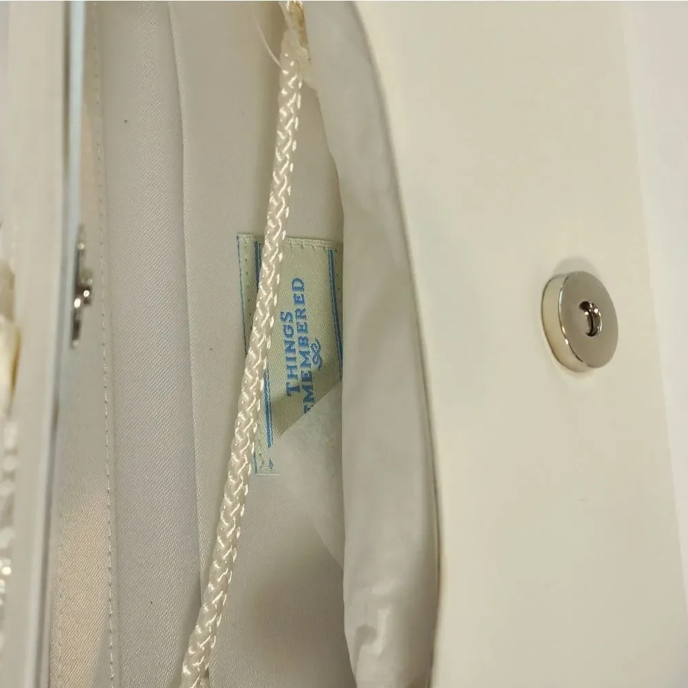 Things Remembered Vintage Cream Silk Beaded Clutch Bag